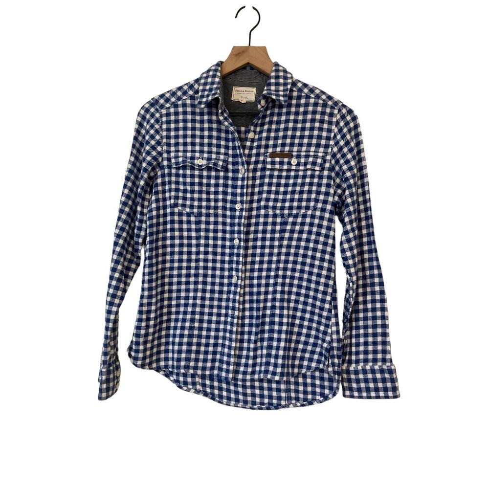 Field and Stream Womens Blue and White Gingham Button Up Shirt Size Small